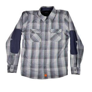 Kitsbow Men's Plaid Flannel Button-Up Shirt Blue Gray M Long Sleeve